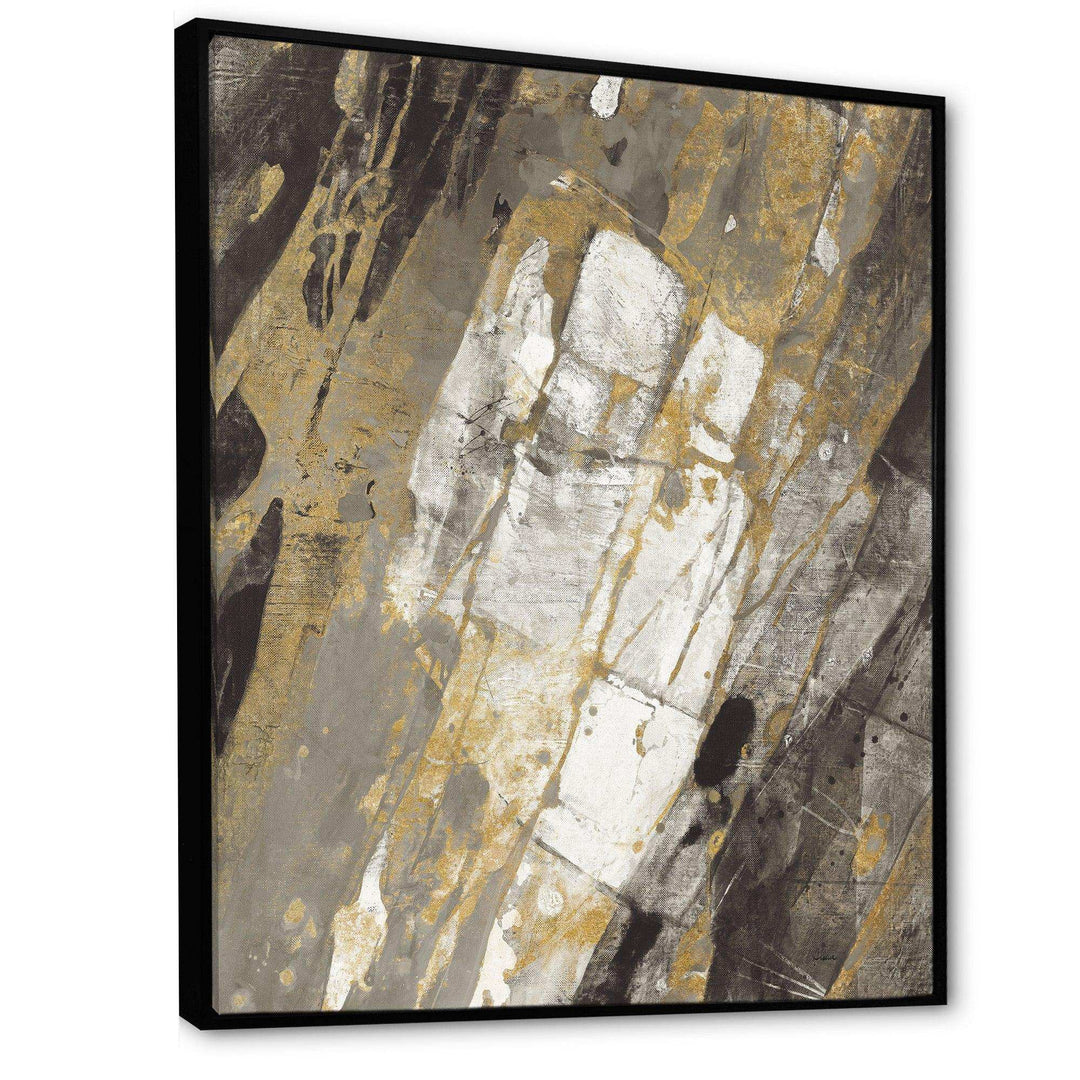 Gold, Black and White Hanpainted Abstract - Traditional Wall Art Prints