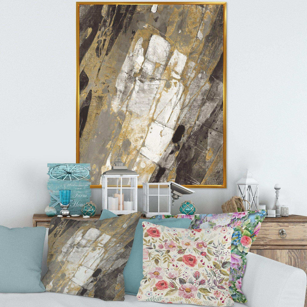 Gold, Black and White Hanpainted Abstract - Traditional Wall Art Prints