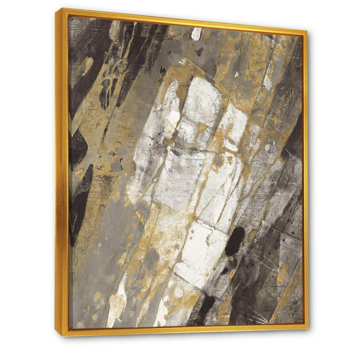Gold, Black and White Hanpainted Abstract - Traditional Wall Art Prints