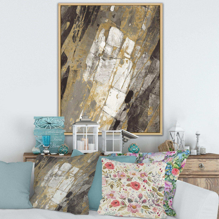 Gold, Black and White Hanpainted Abstract - Traditional Wall Art Prints