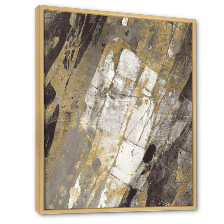 Gold, Black and White Hanpainted Abstract - Traditional Wall Art Prints