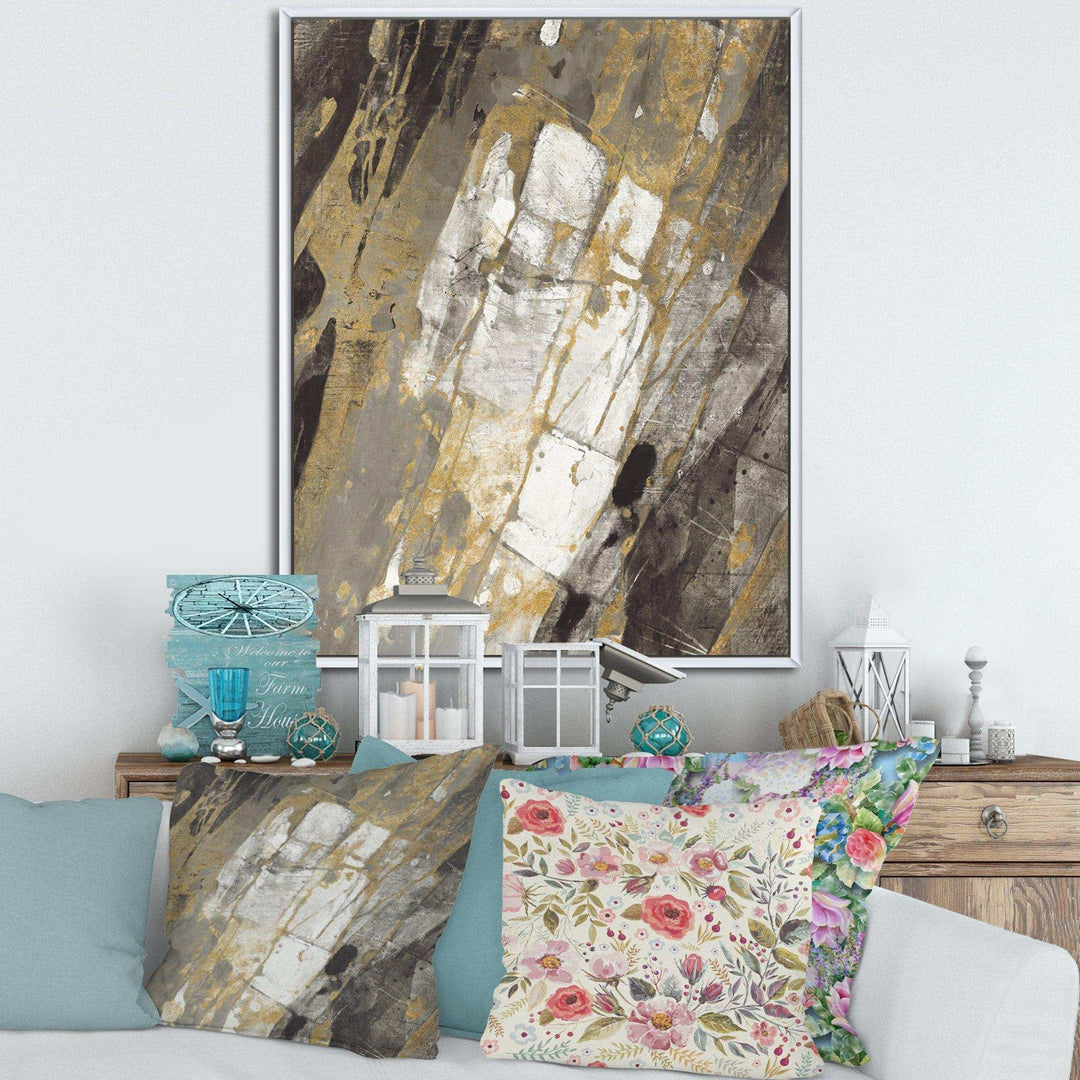 Gold, Black and White Hanpainted Abstract - Traditional Wall Art Prints