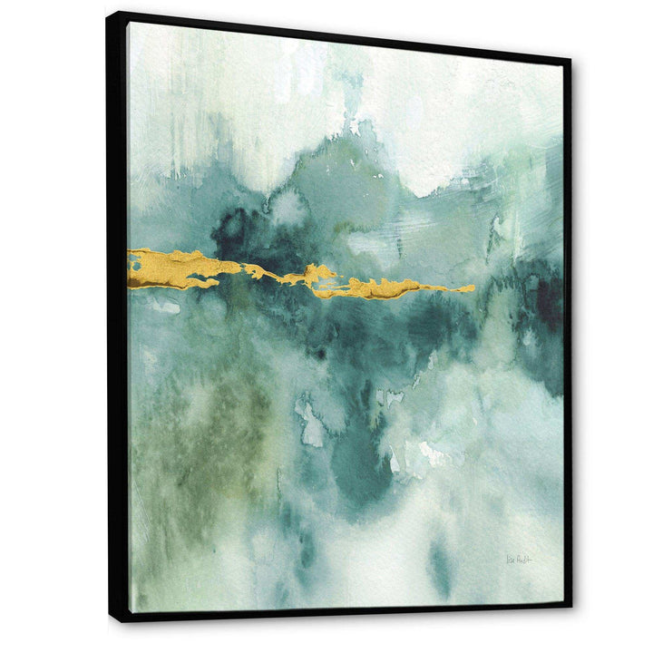Blue Watercolor Impression with Gold - Traditional Living Room Wall Decor