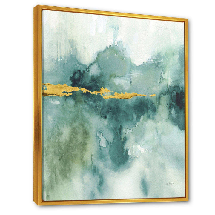 Blue Watercolor Impression with Gold - Traditional Living Room Wall Decor