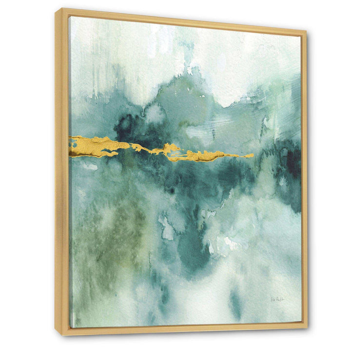 Blue Watercolor Impression with Gold - Traditional Living Room Wall Decor