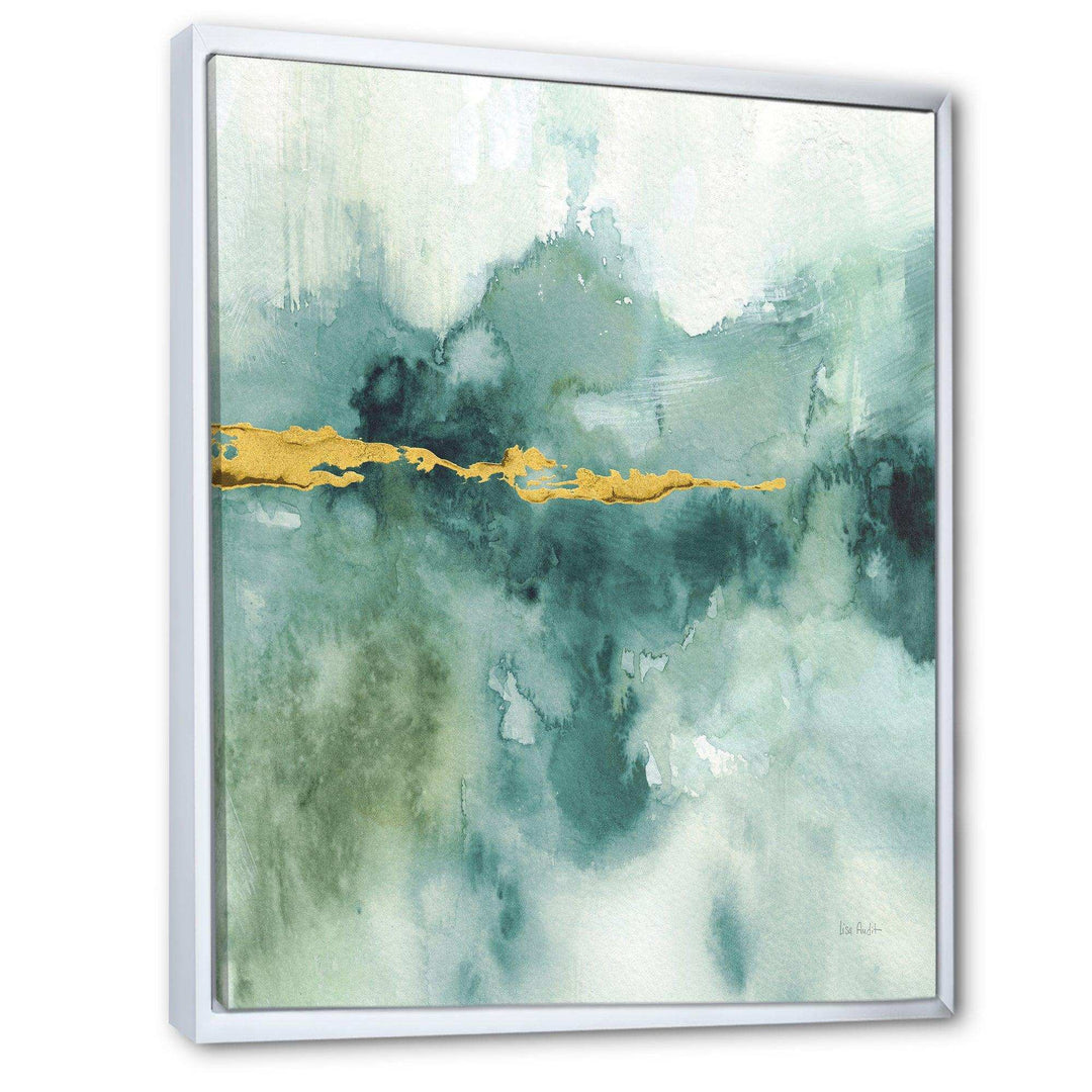Blue Watercolor Impression with Gold - Traditional Living Room Wall Decor