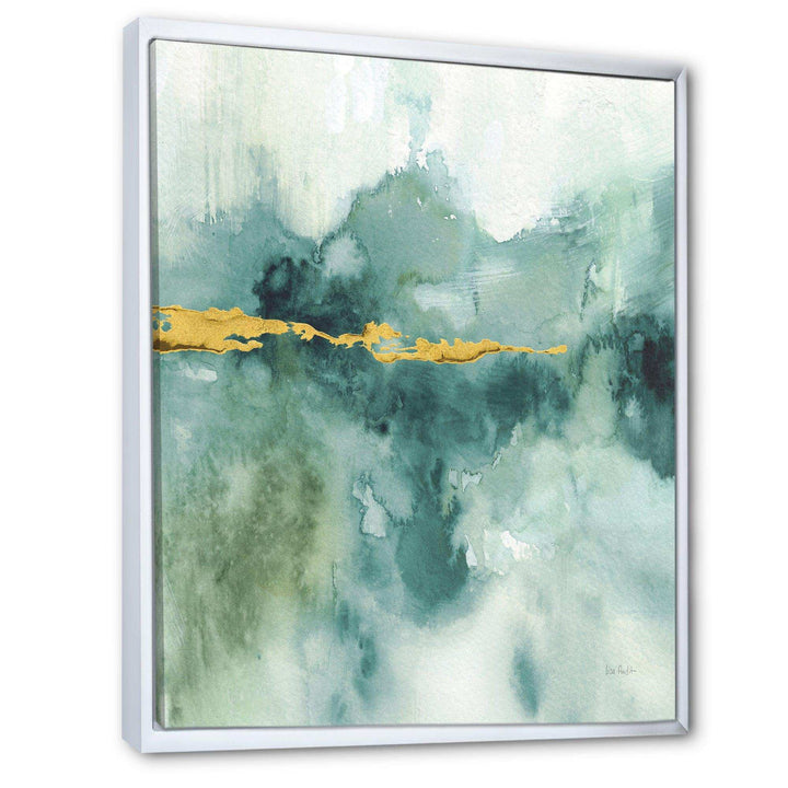 Blue Watercolor Impression with Gold - Traditional Living Room Wall Decor