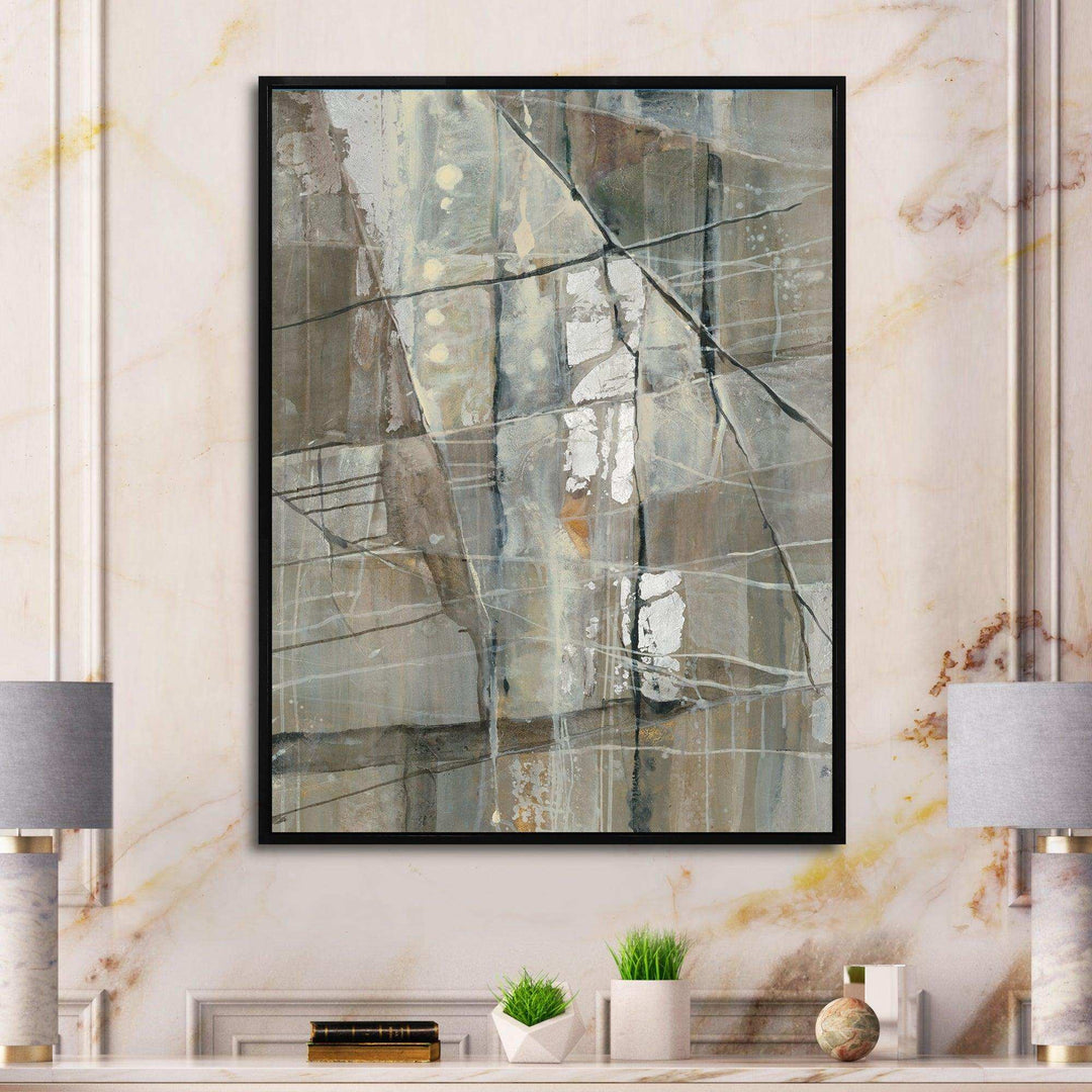 Silver and Beige Abstract - Modern Bedroom Wall Art