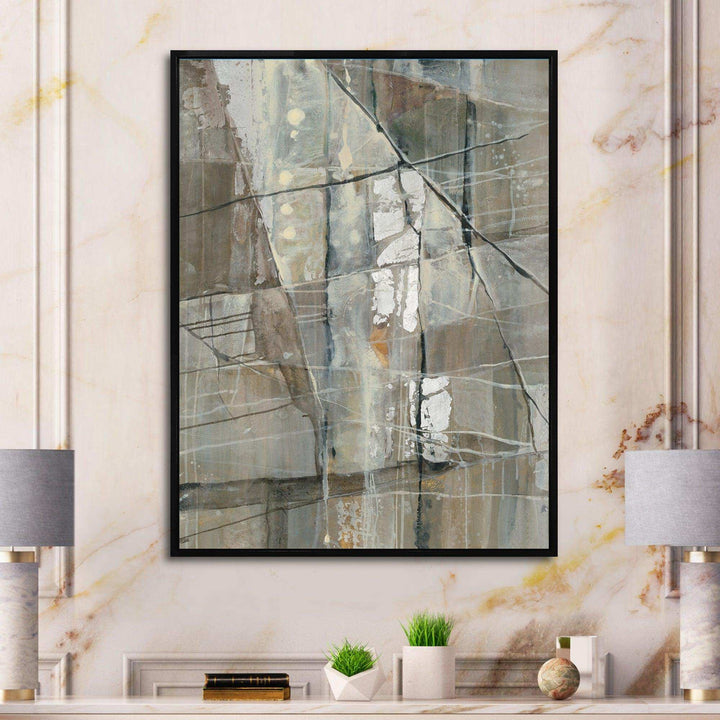 Silver and Beige Abstract - Modern Bedroom Wall Art