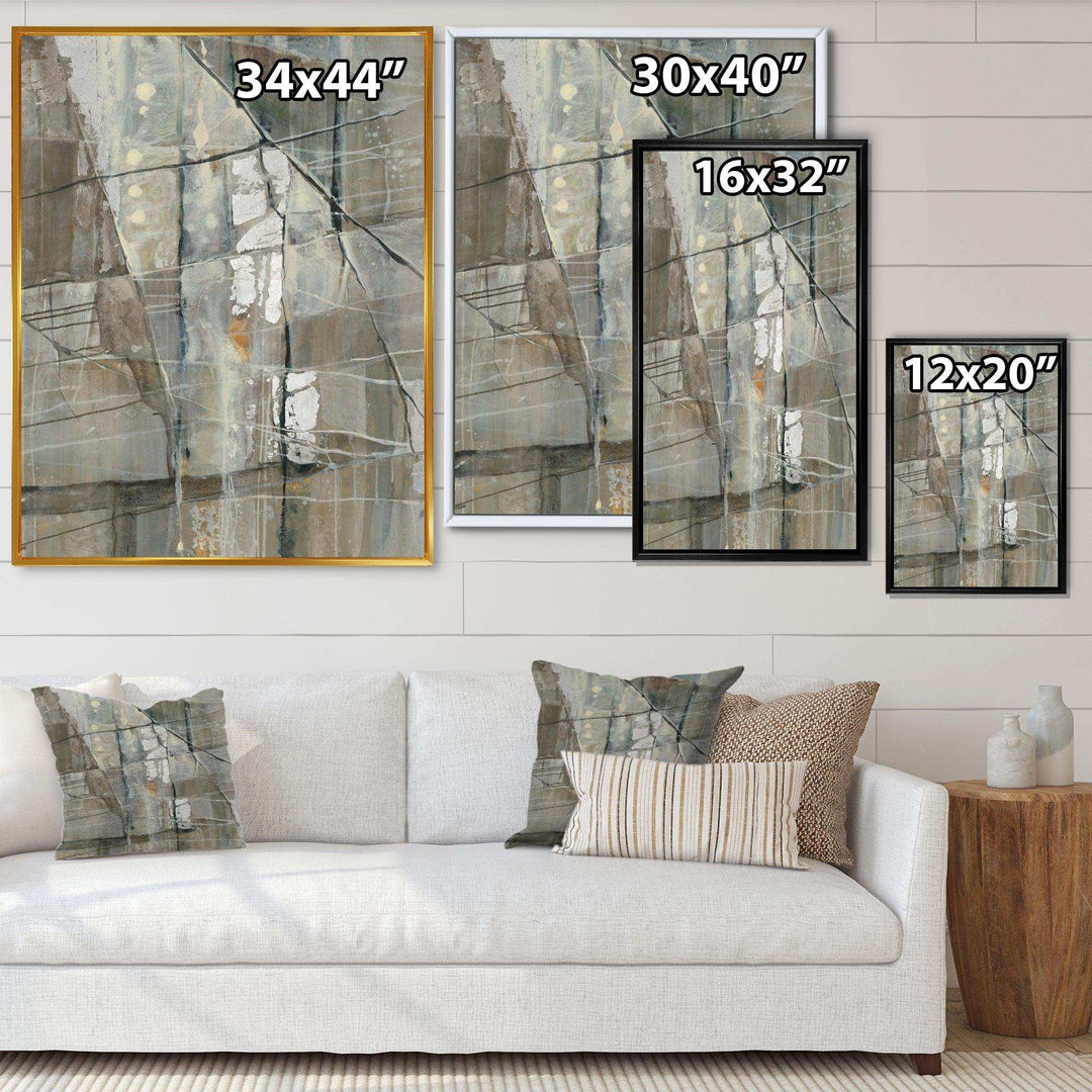 Silver and Beige Abstract - Modern Bedroom Wall Art