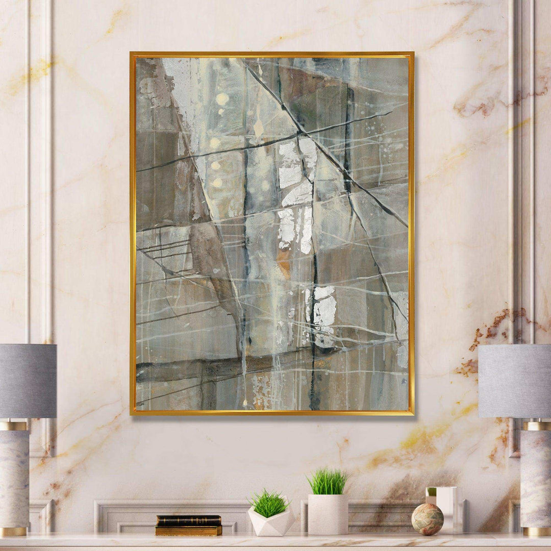 Silver and Beige Abstract - Modern Bedroom Wall Art
