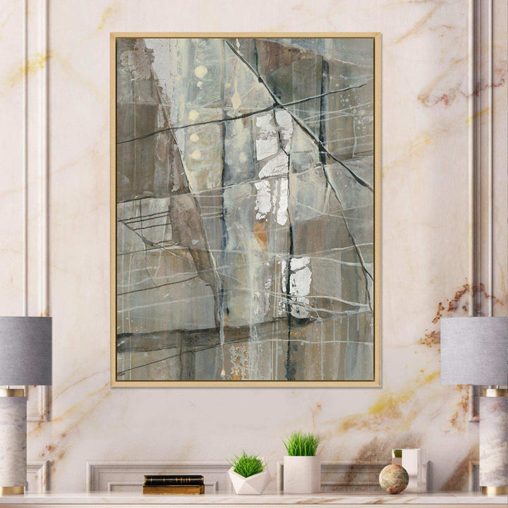 Silver and Beige Abstract - Modern Bedroom Wall Art
