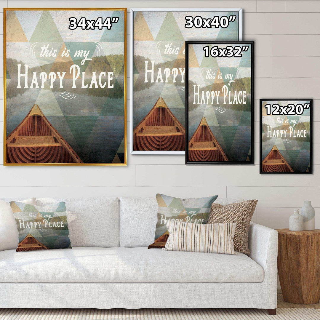 Lake House Happy Quote - Traditional Living Room Wall Decor