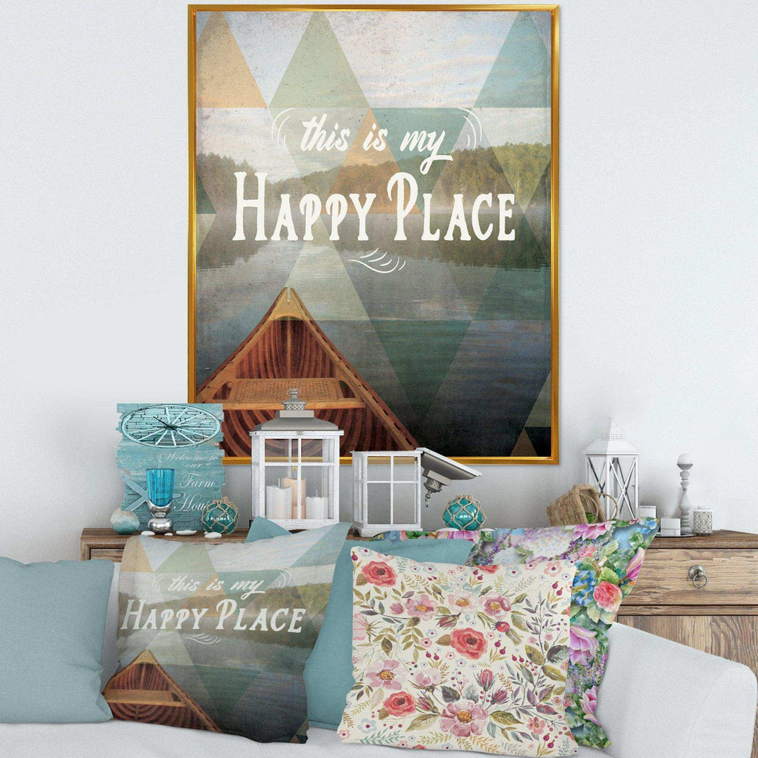 Lake House Happy Quote - Traditional Living Room Wall Decor