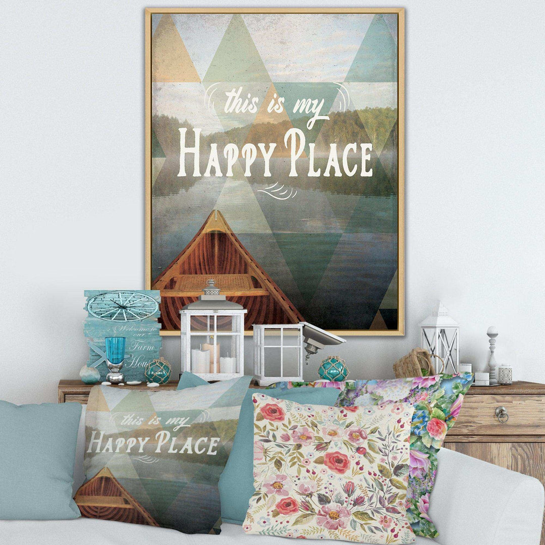 Lake House Happy Quote - Traditional Living Room Wall Decor