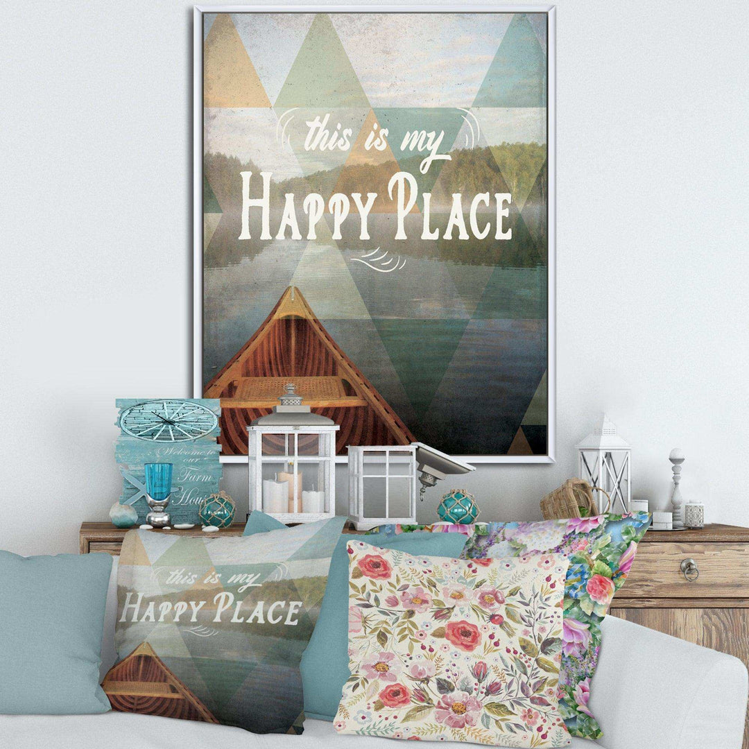 Lake House Happy Quote - Traditional Living Room Wall Decor