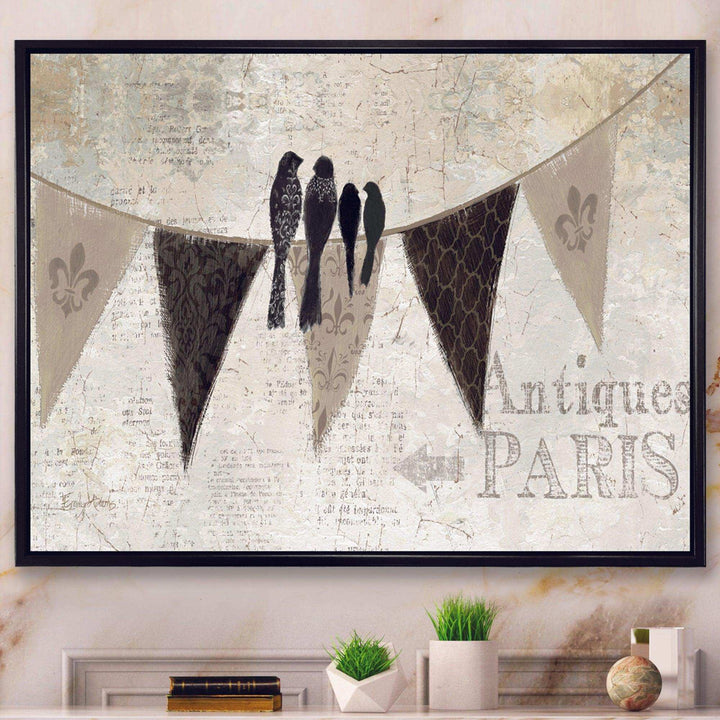 French Bird Flea Market - Vintage Canvas Wall Art