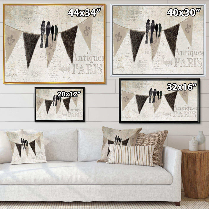 French Bird Flea Market - Vintage Canvas Wall Art