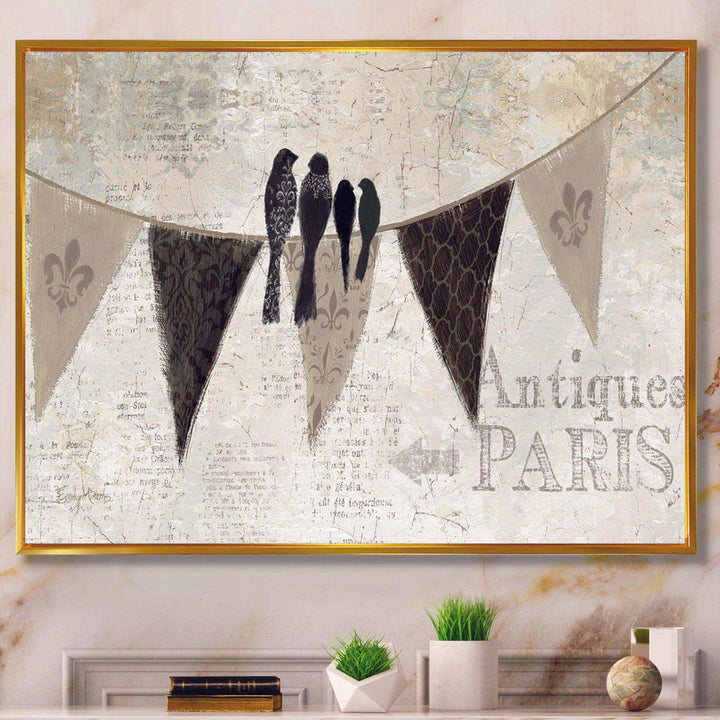 French Bird Flea Market - Vintage Canvas Wall Art
