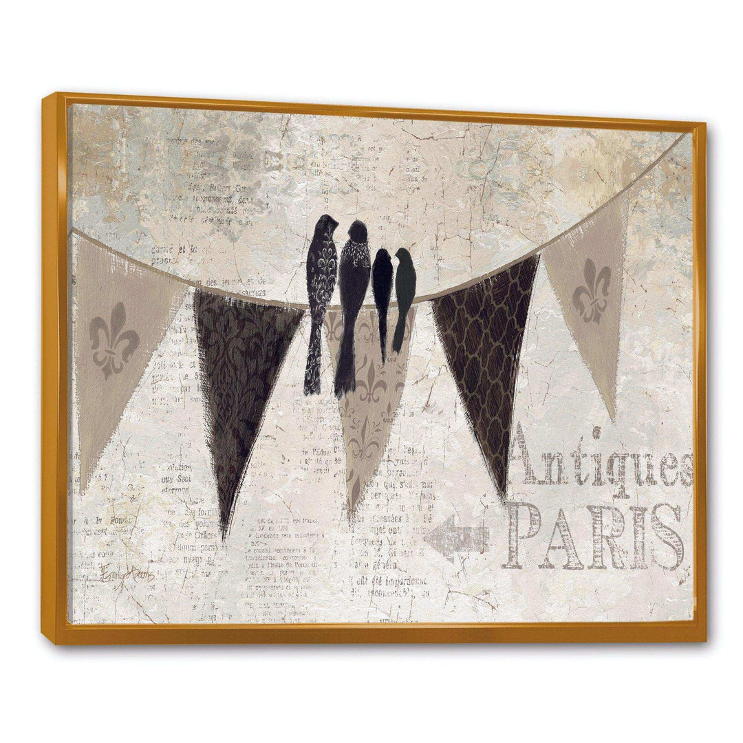French Bird Flea Market - Vintage Canvas Wall Art