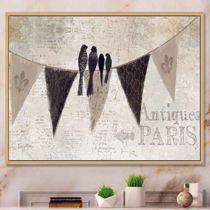 French Bird Flea Market - Vintage Canvas Wall Art