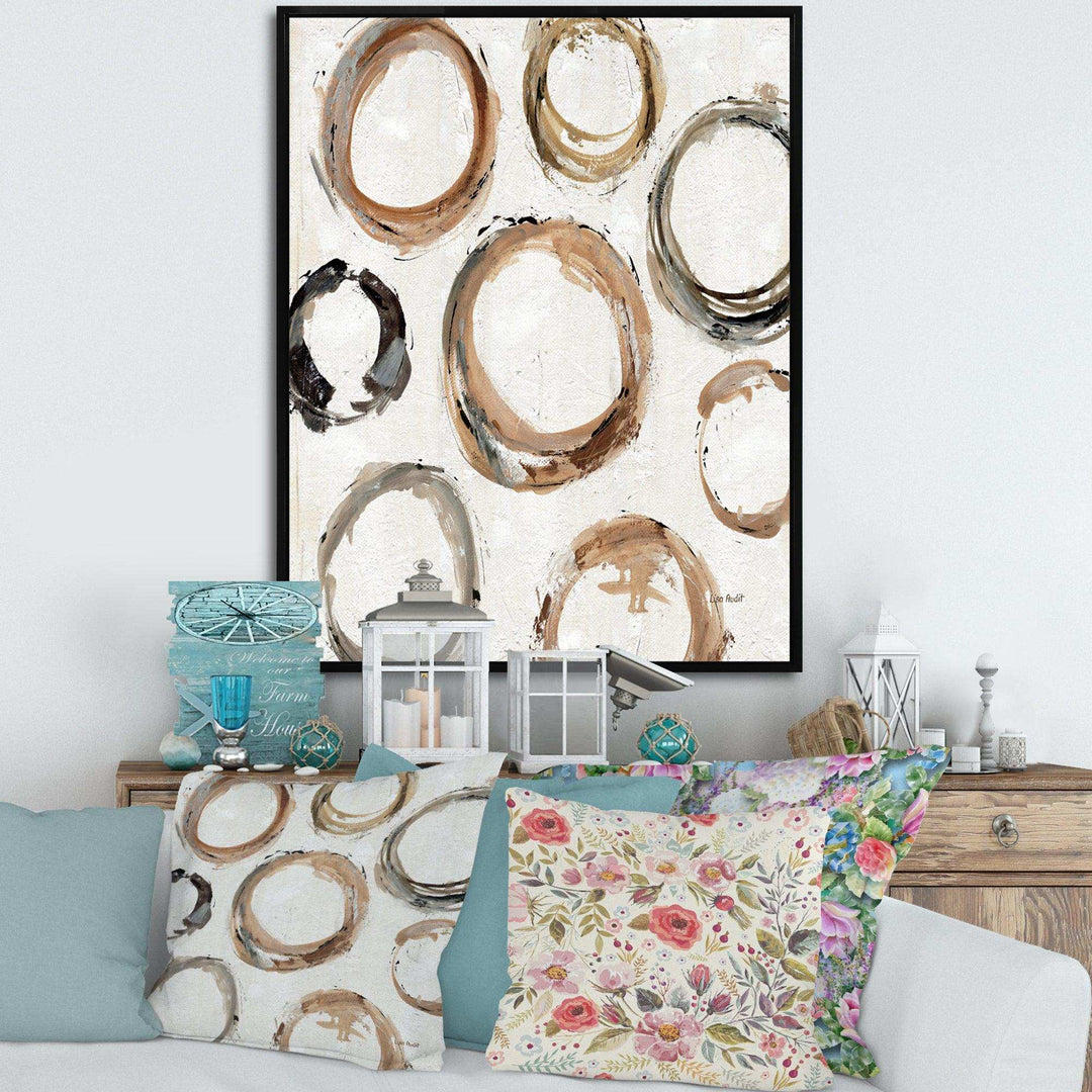 Geometric Circle Natural Balance I - Mid-Century Modern Living Room Wall Decor
