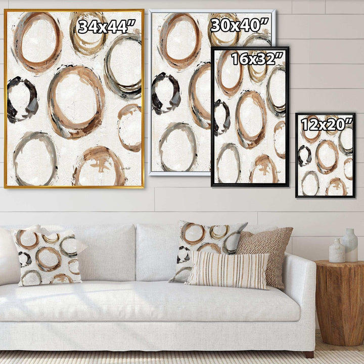 Geometric Circle Natural Balance I - Mid-Century Modern Living Room Wall Decor