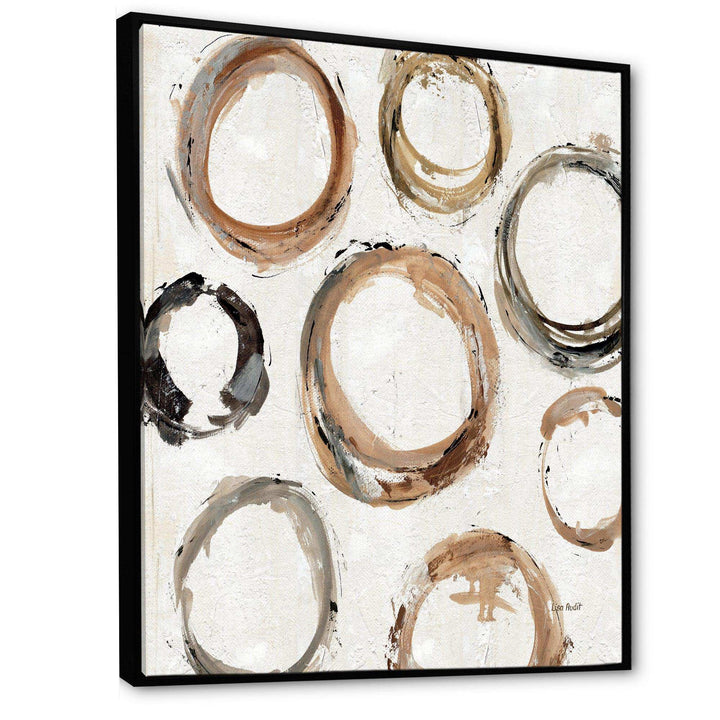Geometric Circle Natural Balance I - Mid-Century Modern Living Room Wall Decor