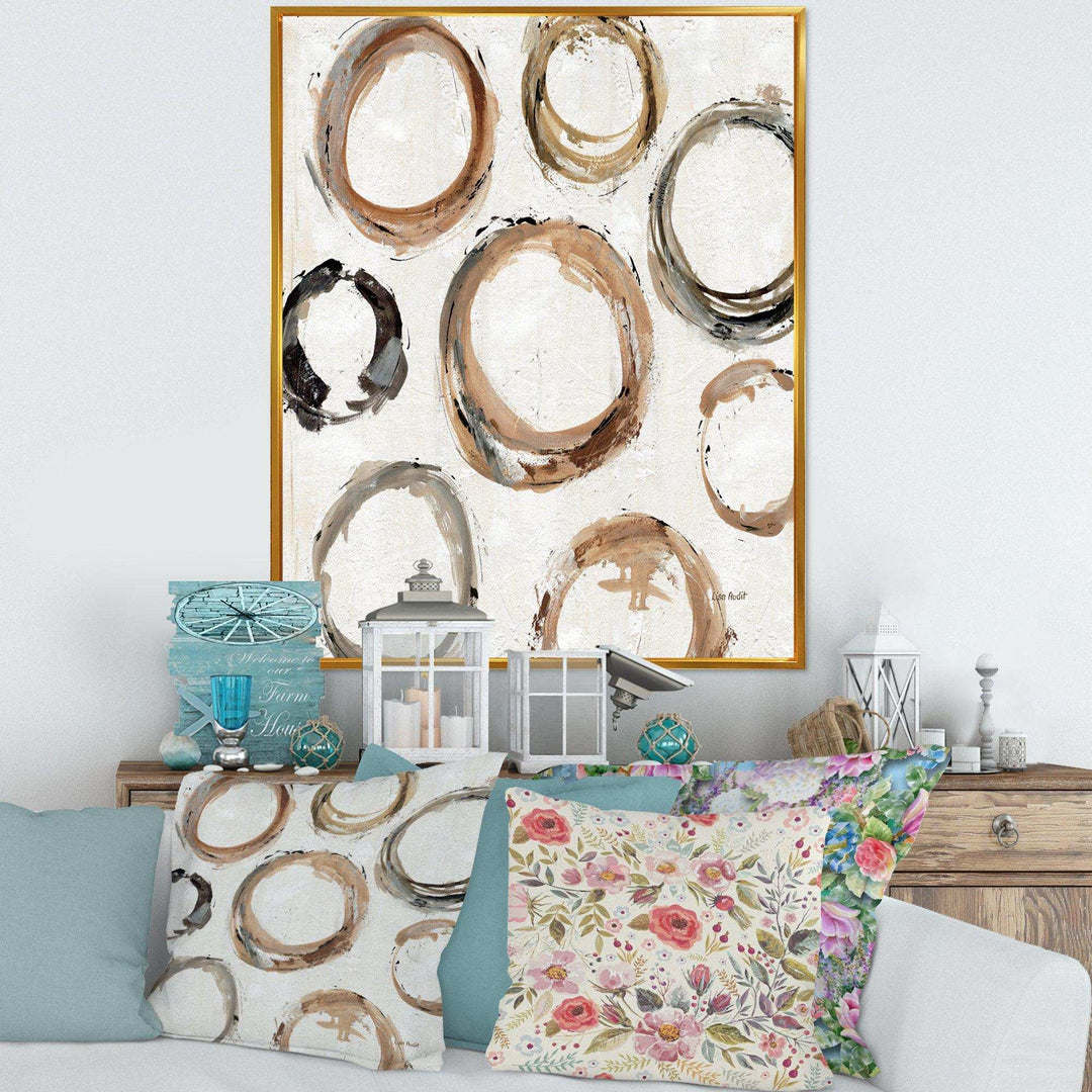 Geometric Circle Natural Balance I - Mid-Century Modern Living Room Wall Decor