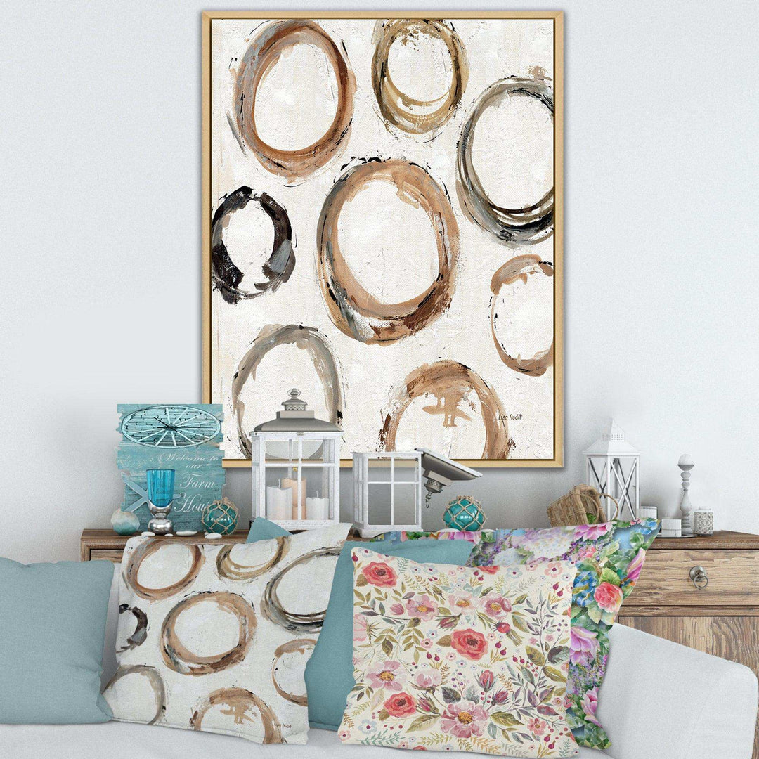 Geometric Circle Natural Balance I - Mid-Century Modern Living Room Wall Decor