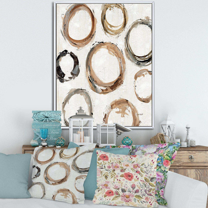 Geometric Circle Natural Balance I - Mid-Century Modern Living Room Wall Decor