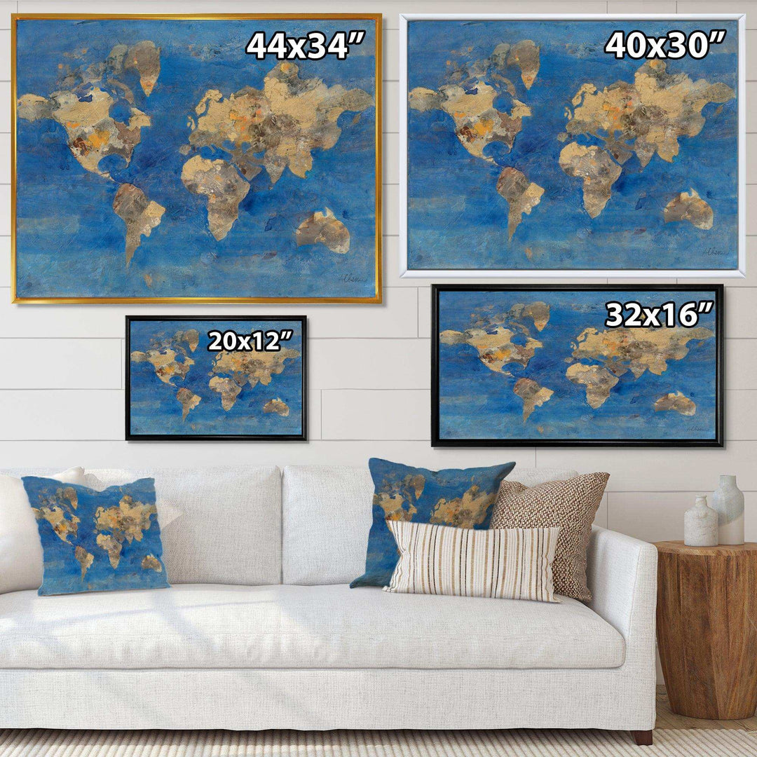 Golden Blue World Map