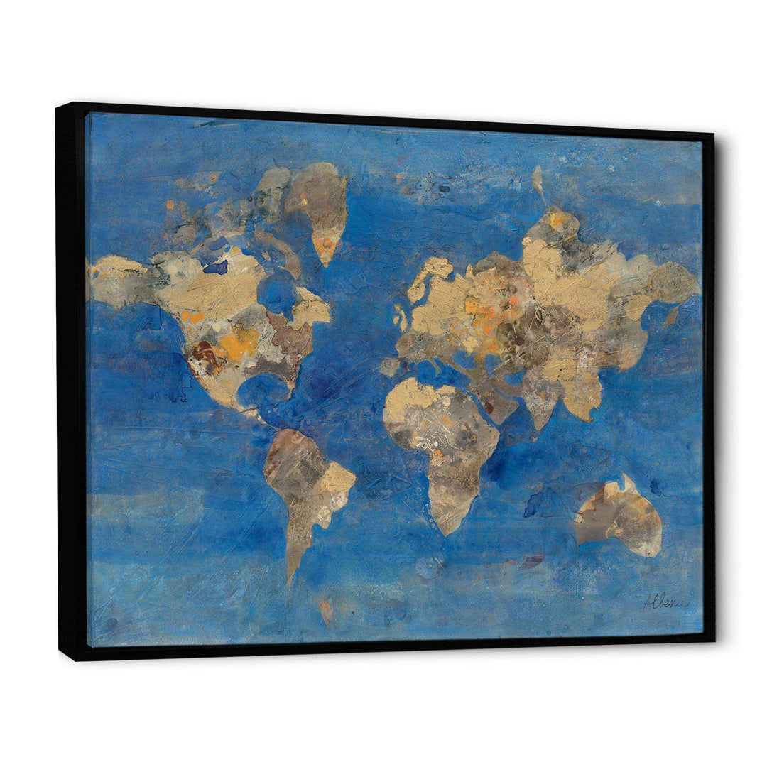Golden Blue World Map