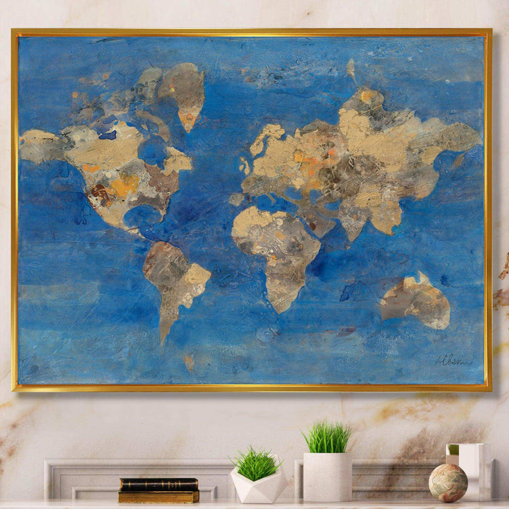 Golden Blue World Map