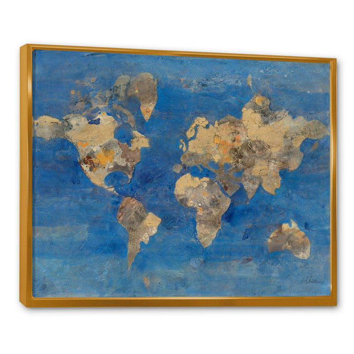 Golden Blue World Map