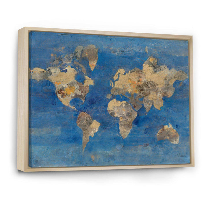 Golden Blue World Map
