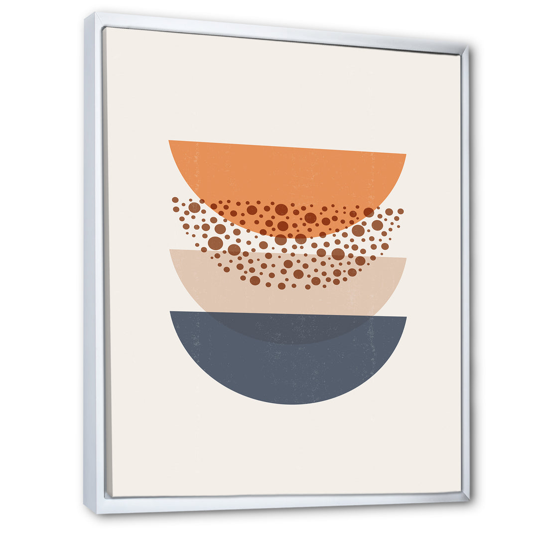 Abstract Sun &amp; Moon Geometrics In Blue &amp; Orange Framed Canvas Matte White - 1.5" Thick