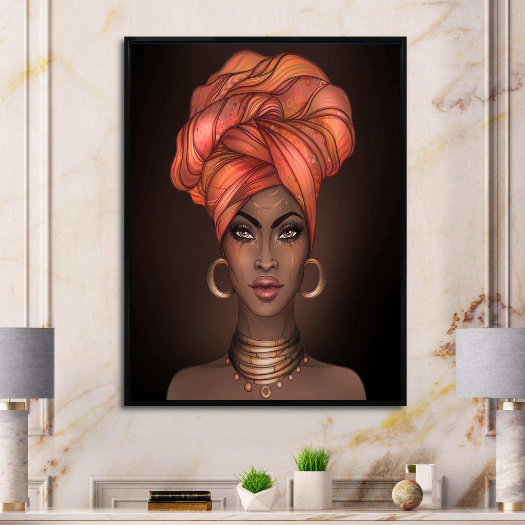 African American Woman with Turban V - Modern Living Room Wall Decor