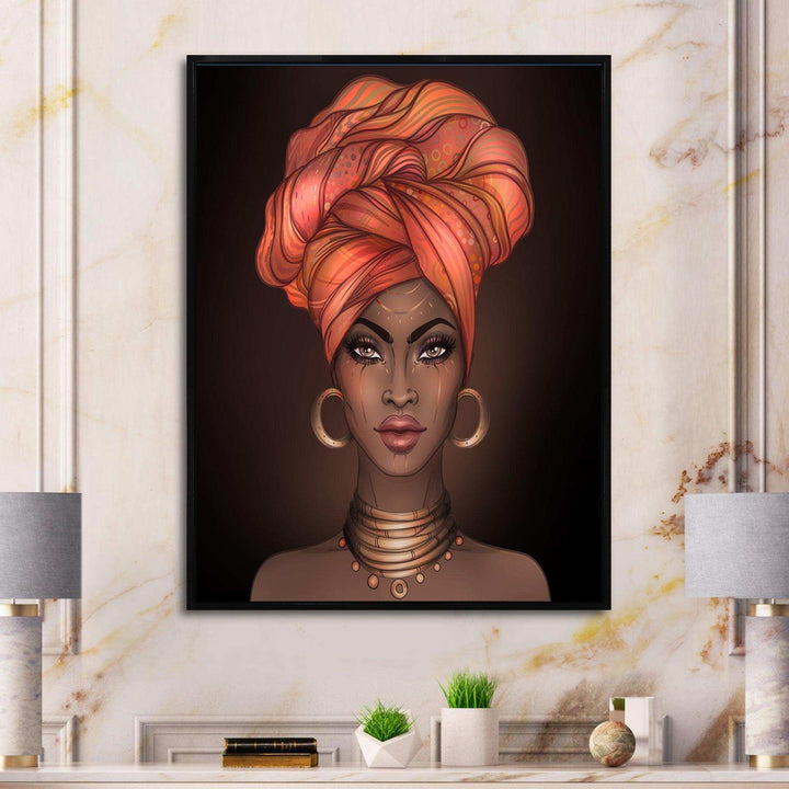 African American Woman with Turban V - Modern Living Room Wall Decor