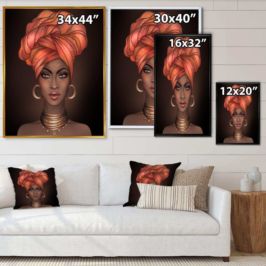 African American Woman with Turban V - Modern Living Room Wall Decor