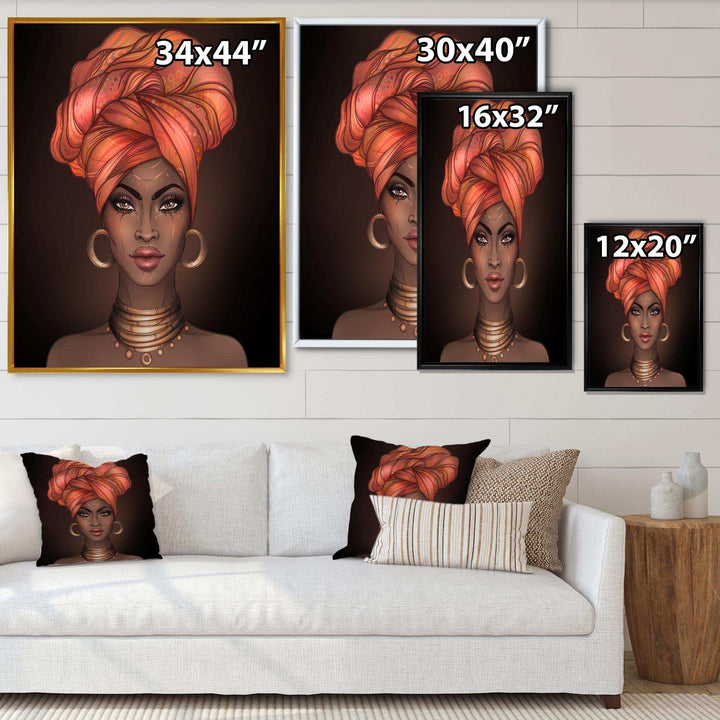 African American Woman with Turban V - Modern Living Room Wall Decor