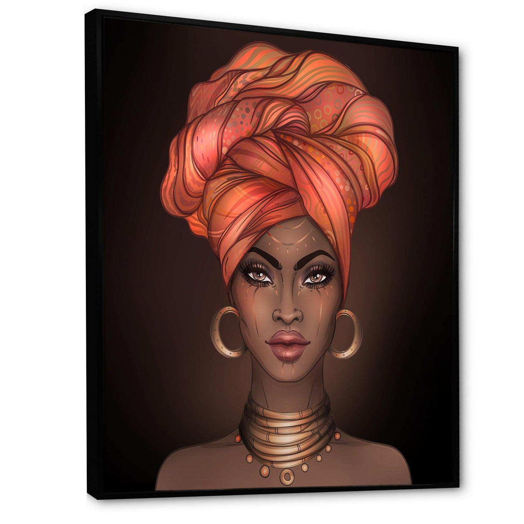 African American Woman with Turban V - Modern Living Room Wall Decor