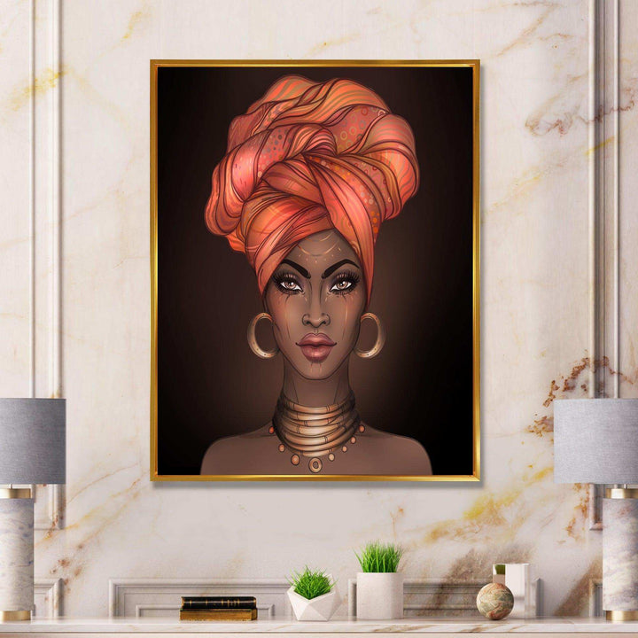 African American Woman with Turban V - Modern Living Room Wall Decor