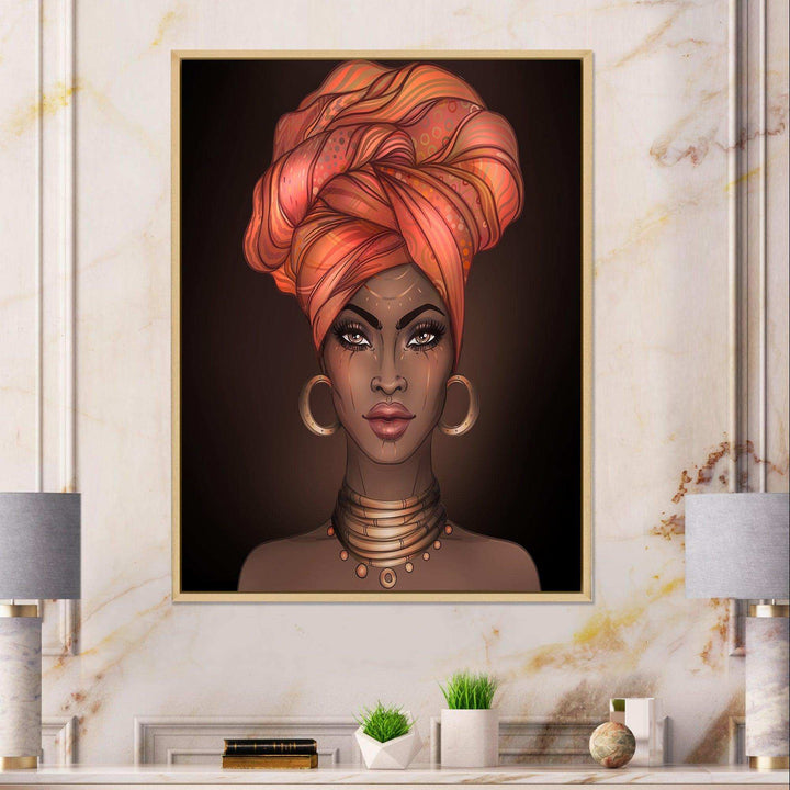African American Woman with Turban V - Modern Living Room Wall Decor