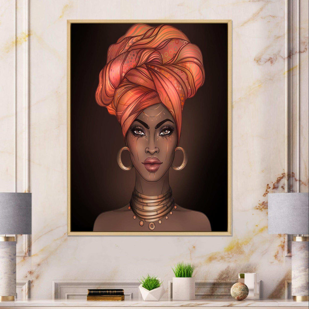 African American Woman with Turban V - Modern Living Room Wall Decor