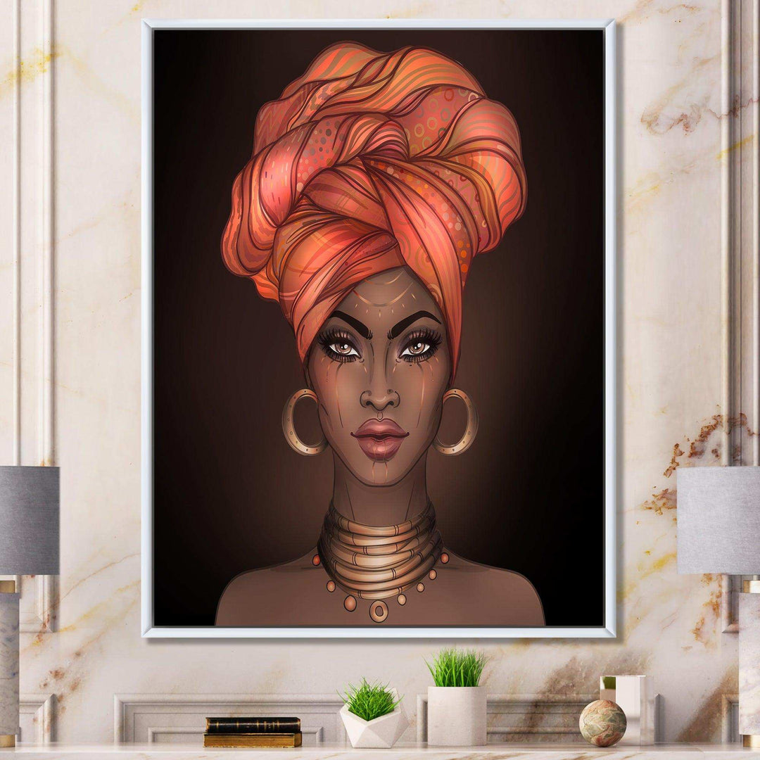 African American Woman with Turban V - Modern Living Room Wall Decor