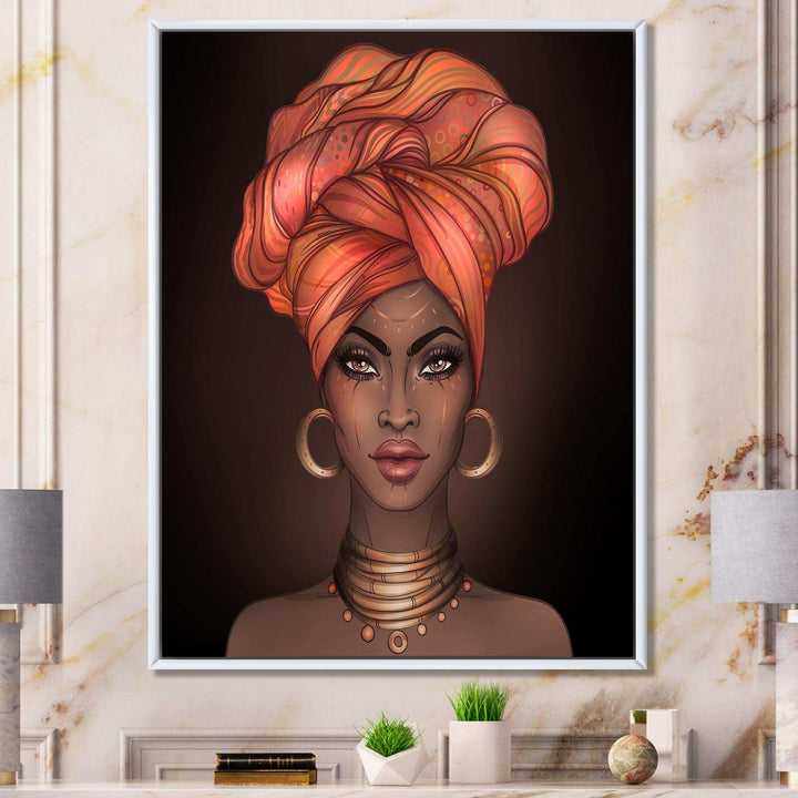 African American Woman with Turban V - Modern Living Room Wall Decor