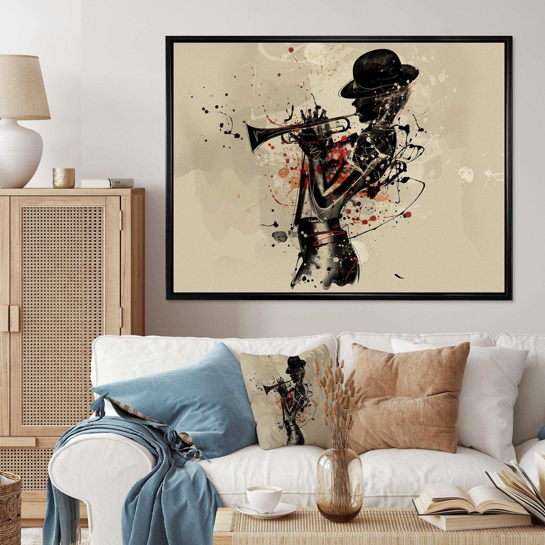 Woman Playing Jazz Trumpet - Modern Bedroom Wall Art