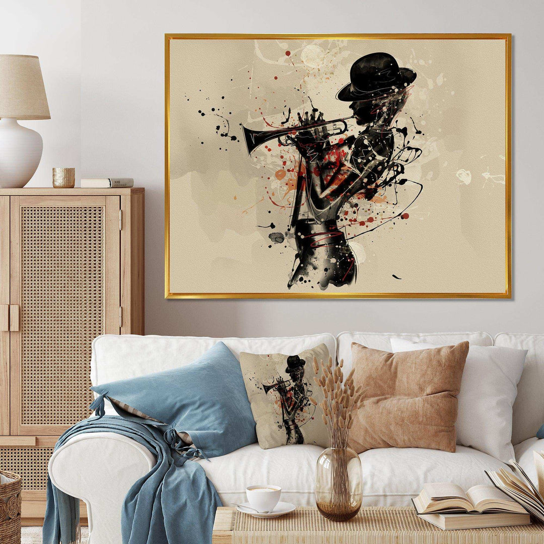 Woman Playing Jazz Trumpet - Modern Bedroom Wall Art