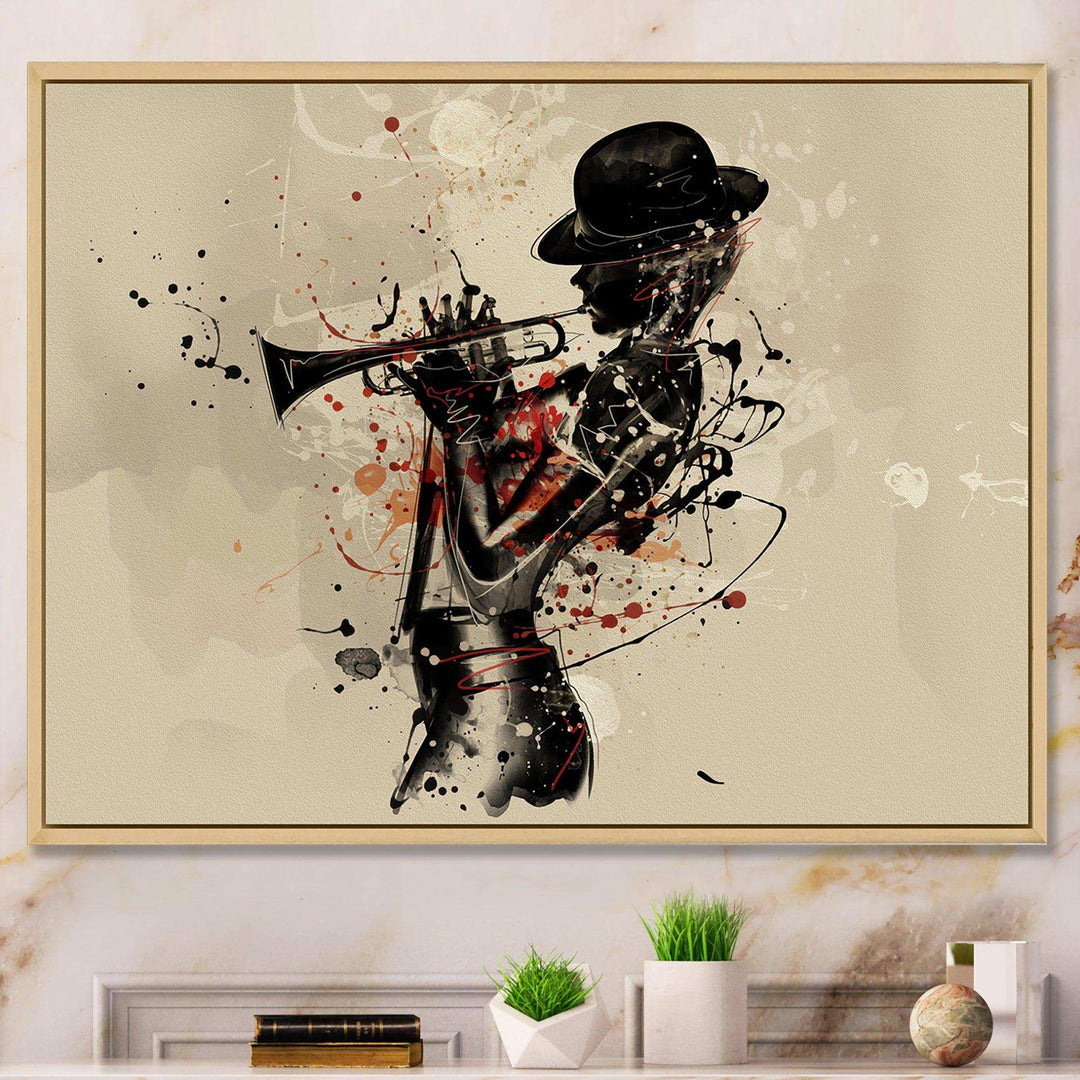Woman Playing Jazz Trumpet - Modern Bedroom Wall Art